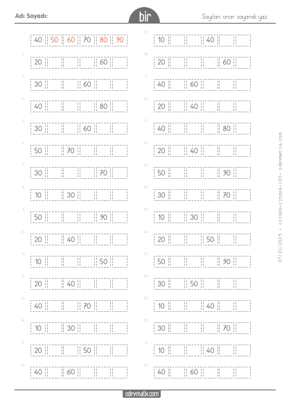 1.S�n�f Onar Kolay Ritmik Sayma(2) Etkinli�i