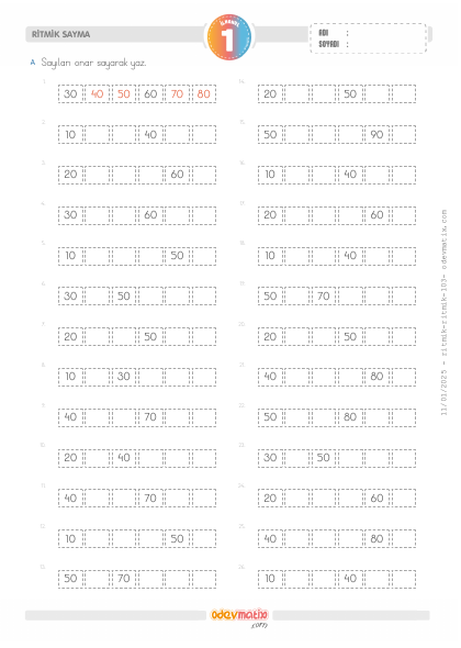 1.S�n�f Onar Kolay Ritmik Sayma(3) Etkinli�i