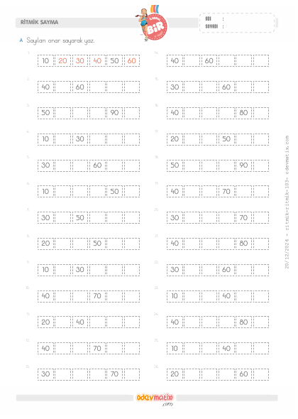 1.S�n�f Onar Kolay Ritmik Sayma(5) Etkinli�i