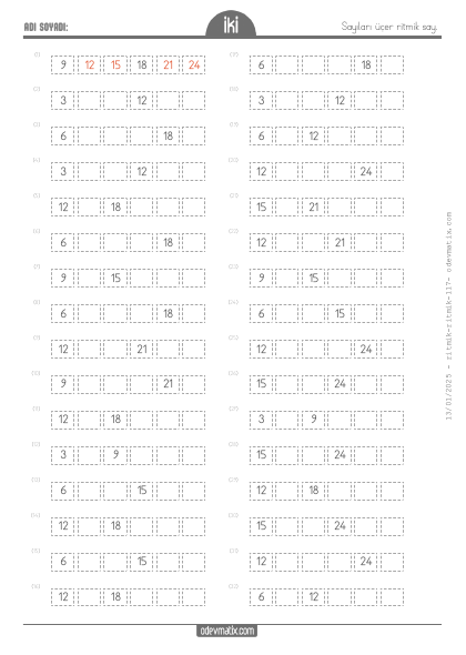 2.S�n�f ��er �leri Ritmik Sayma(3) Etkinli�i
