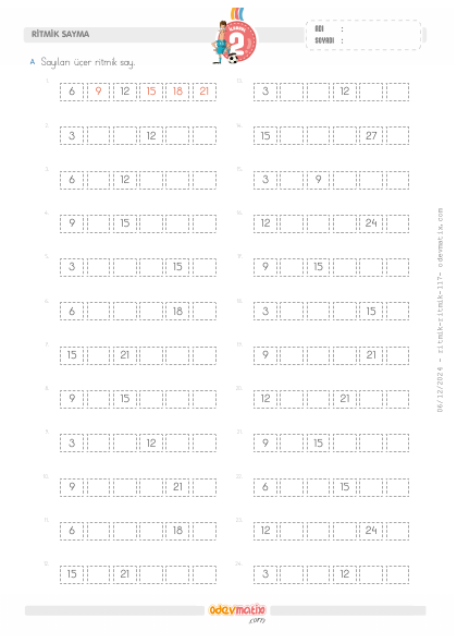 2.S�n�f ��er �leri Ritmik Sayma(5) Etkinli�i