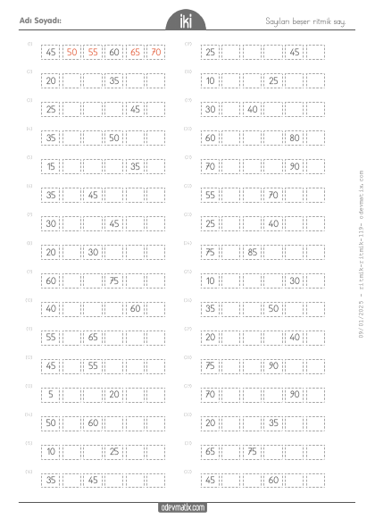 2.S�n�f Be�er �leri Ritmik Sayma(1) Etkinli�i