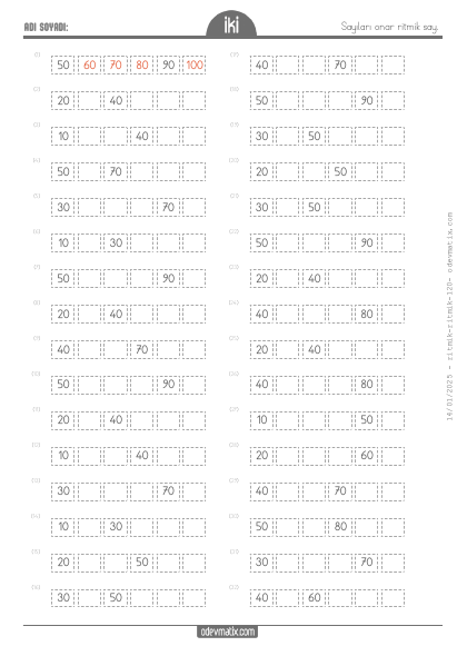 2.S�n�f Onar �leri Ritmik Sayma(1) Etkinli�i