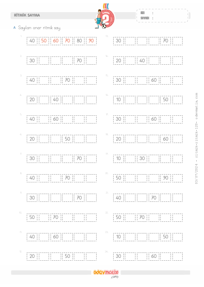 2.S�n�f Onar �leri Ritmik Sayma(2) Etkinli�i