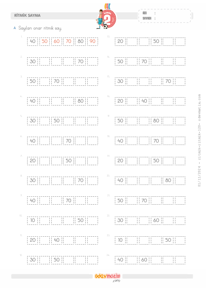 2.S�n�f Onar �leri Ritmik Sayma(5) Etkinli�i