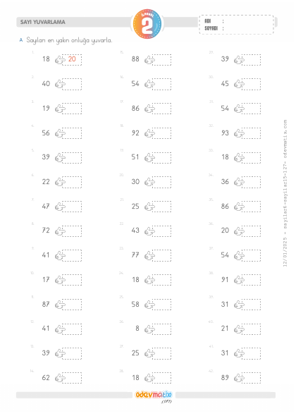 2.S�n�f En Yak�n Onlu�a Yuvarlama(1) Etkinli�i