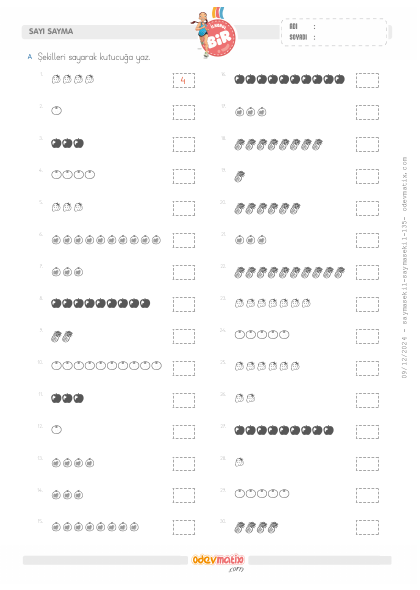 1.S�n�f �ekillerle Sayma (10�a Kadar)(2) Etkinli�i