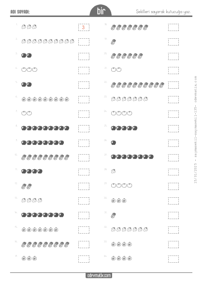 1.S�n�f �ekillerle Sayma (10�a Kadar)(4) Etkinli�i