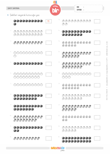 1.S�n�f �ekillerle Sayma (20�ye Kadar )(1) Etkinli�i