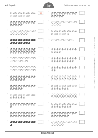 1.S�n�f �ekillerle Sayma (20�ye Kadar )(4) Etkinli�i
