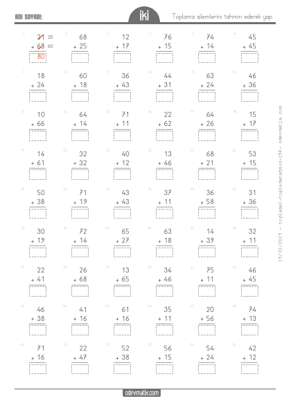 2.S�n�f Toplam� Tahmin Etme(5) Etkinli�i