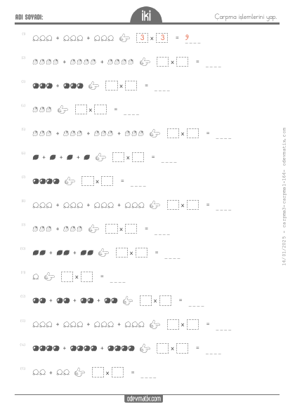 2.S�n�f �ekillerle �arpma(4) Etkinli�i