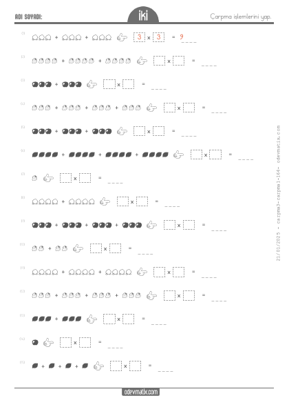 2.S�n�f �ekillerle �arpma(5) Etkinli�i