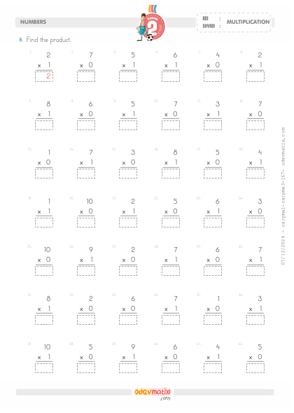 2.S�n�f Alt Alta 1 ve 0 ile �arpma ��lemi(1) Etkinli�i