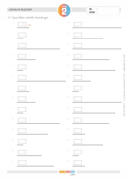 2.S�n�f Uzunluklar� Cetvelle �l�me(1) Etkinli�i