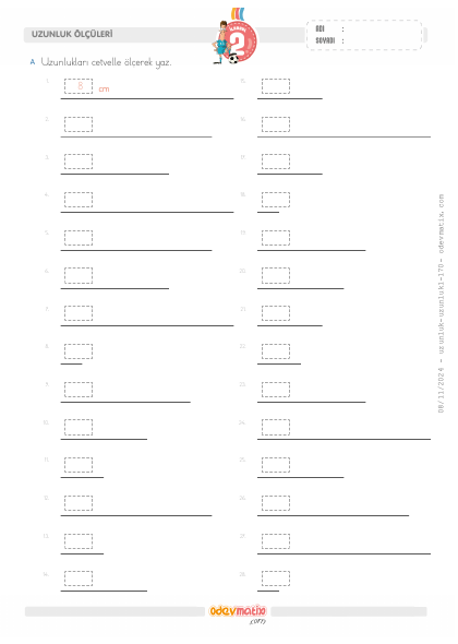 2.S�n�f Uzunluklar� Cetvelle �l�me(2) Etkinli�i