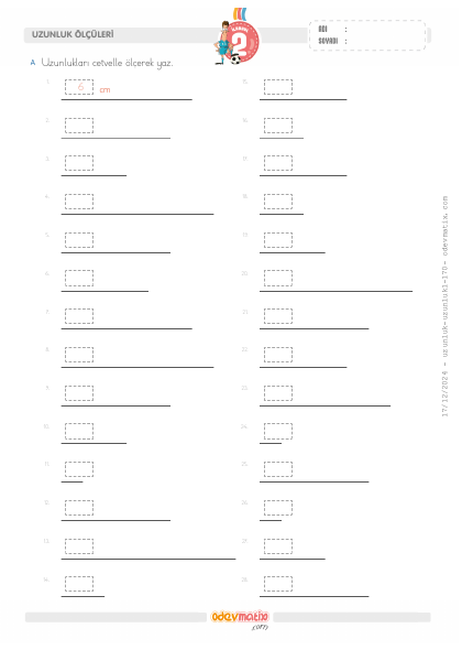 2.S�n�f Uzunluklar� Cetvelle �l�me(3) Etkinli�i