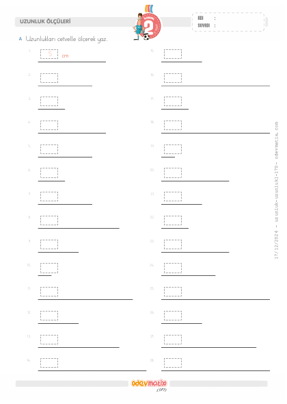 2.S�n�f Uzunluklar� Cetvelle �l�me(4) Etkinli�i
