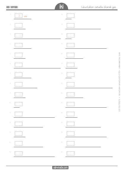2.S�n�f Uzunluklar� Cetvelle �l�me(5) Etkinli�i
