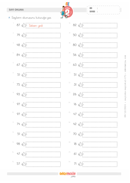 2.S�n�f Say� Okuma(2) Etkinli�i