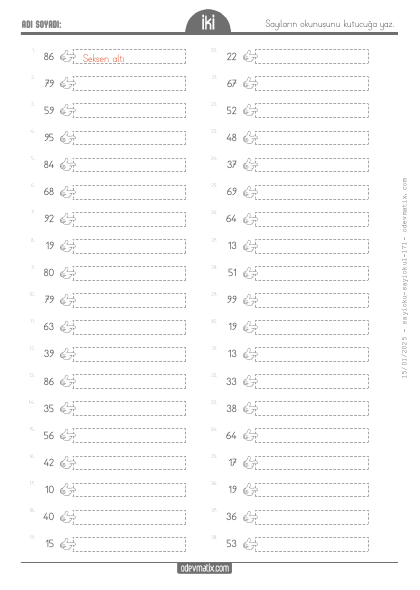2.S�n�f Say� Okuma(3) Etkinli�i