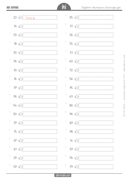 2.S�n�f Say� Okuma(5) Etkinli�i