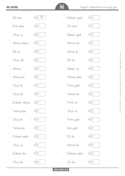 2.S�n�f Say� Yazma(2) Etkinli�i