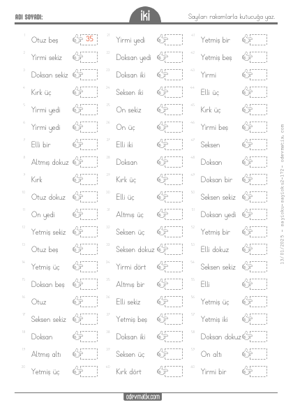 2.S�n�f Say� Yazma(3) Etkinli�i