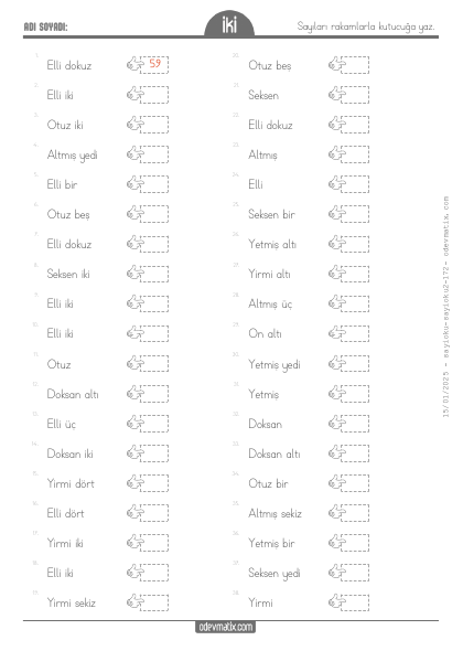 2.S�n�f Say� Yazma(4) Etkinli�i