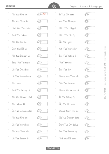 3.S�n�f Say� Yazma(3) Etkinli�i