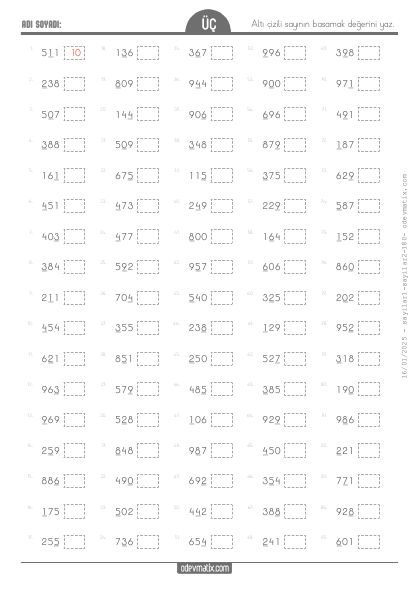 3.S�n�f Basamak De�erini Bulma(1) Etkinli�i