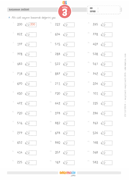 3.S�n�f Basamak De�erini Bulma(3) Etkinli�i