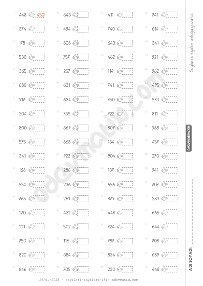 3.S�n�f En Yak�n Onlu�a Yuvarlama(4) Etkinli�i