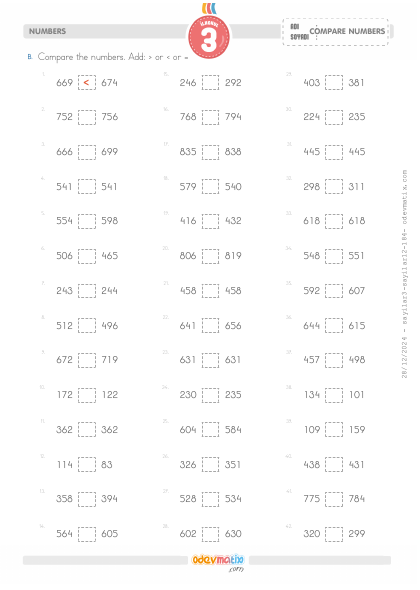 3.S�n�f Yak�n Say�larla Say� Kar��la�t�rma(3) Etkinli�i