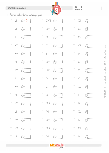 3.S�n�f Romen Rakam� Okuma(1) Etkinli�i