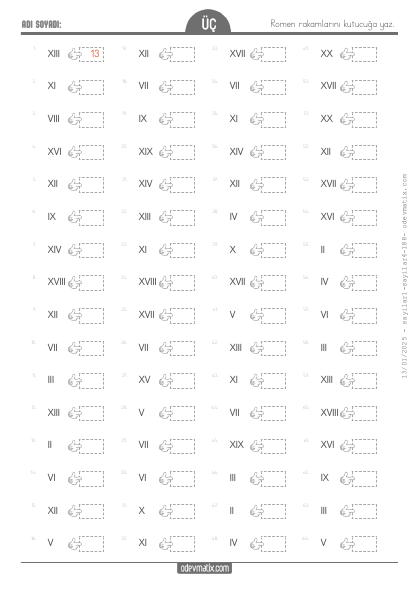 3.S�n�f Romen Rakam� Okuma(3) Etkinli�i