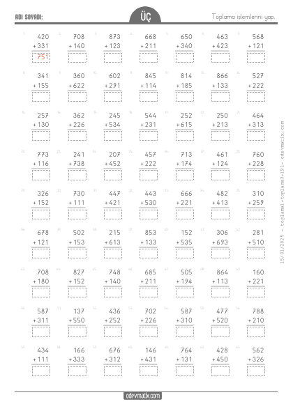 3.S�n�f Eldesiz Toplama ��lemi(2) Etkinli�i