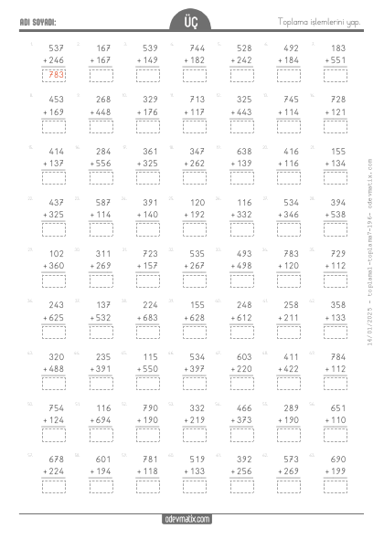 3.S�n�f Toplama ��lemi(3) Etkinli�i