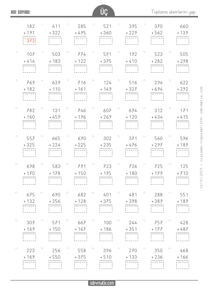 3.S�n�f Toplama ��lemi(5) Etkinli�i