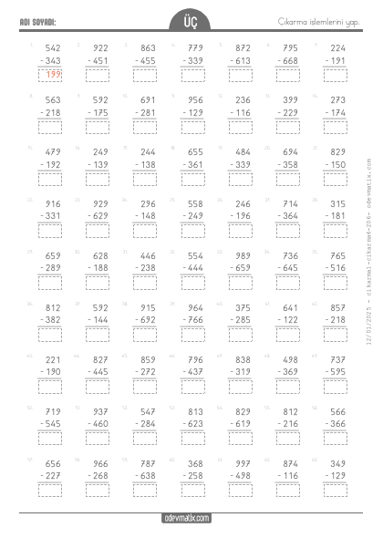 3.S�n�f Onluk Bozmal� ��karma ��lemi(3) Etkinli�i