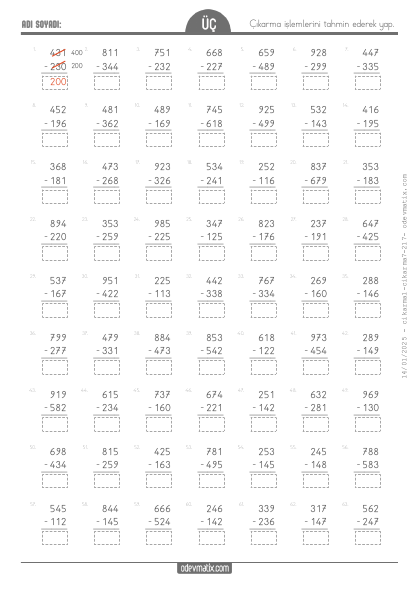 3.S�n�f Fark� Tahmin Etme(5) Etkinli�i