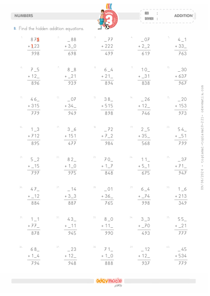 3.S�n�f Verilmeyenli Kolay Toplama ��lemi(1) Etkinli�i