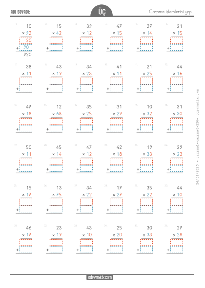 3.S�n�f Kolayla�t�r�lm�� �arpma ��lemi(2) Etkinli�i