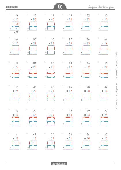 3.S�n�f Kolayla�t�r�lm�� �arpma ��lemi(3) Etkinli�i