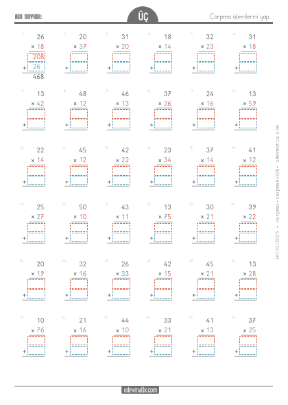 3.S�n�f Kolayla�t�r�lm�� �arpma ��lemi(5) Etkinli�i