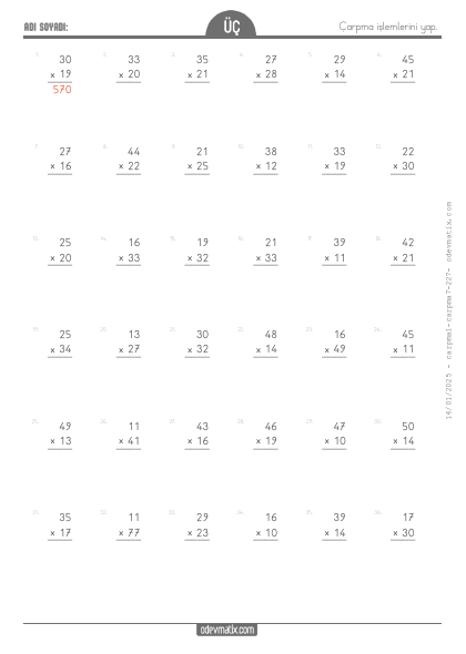 3.S�n�f �arpma ��lemi(2) Etkinli�i