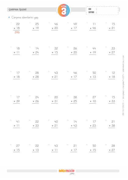 3.S�n�f �arpma ��lemi(4) Etkinli�i