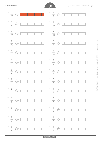 3.S�n�f Kesir Kadar�n� Boyama(1) Etkinli�i