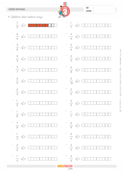 3.S�n�f Kesir Kadar�n� Boyama(4) Etkinli�i