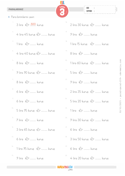 3.S�n�f Lira - Kuru� �evrimi(1) Etkinli�i